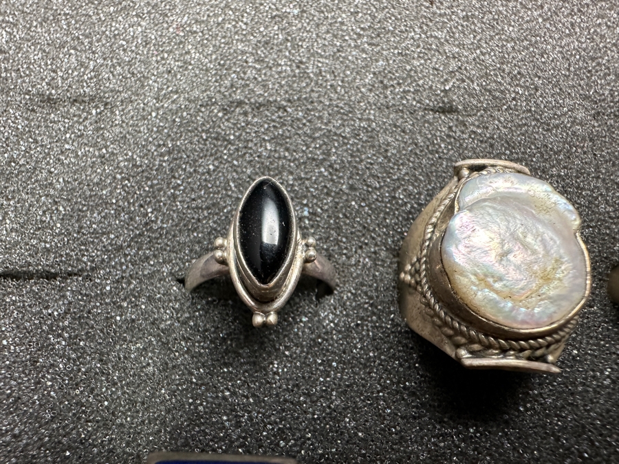 Just Added - (9) Sterling Silver Rings With Various Stones 65.4g [Photo 12]