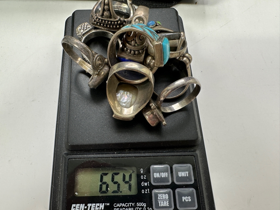 Just Added - (9) Sterling Silver Rings With Various Stones 65.4g [Photo 13]