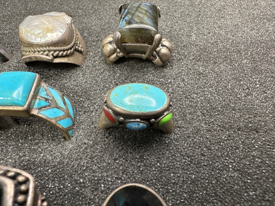 Just Added - (9) Sterling Silver Rings With Various Stones 65.4g [Photo 6]