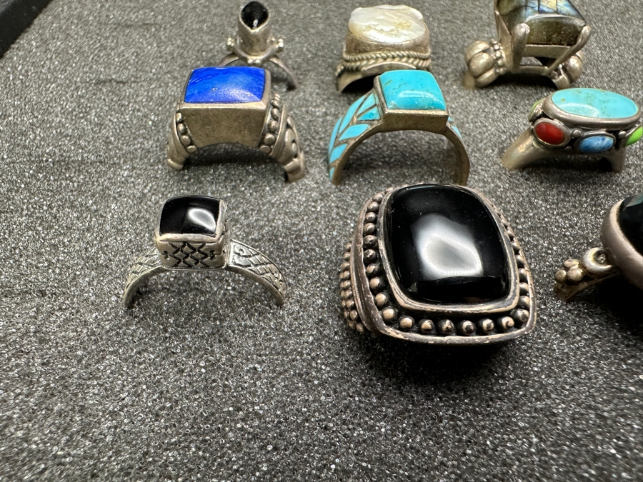 Just Added - (9) Sterling Silver Rings With Various Stones 65.4g [Photo 8]
