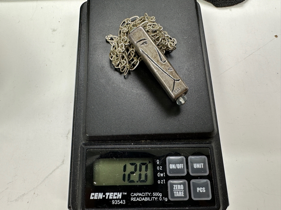 Just Added - Sterling Silver 34” Necklace With Sterling Silver Face Pendant 12g [Photo 8]