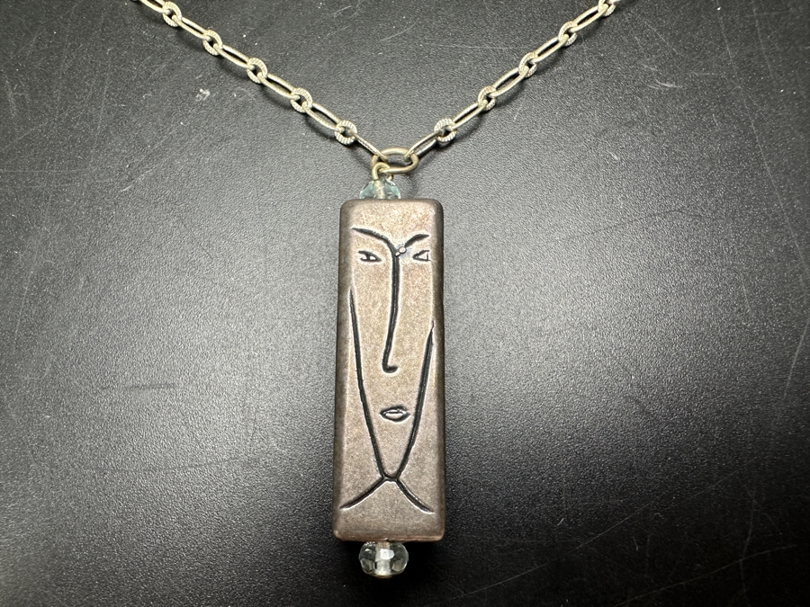 Just Added - Sterling Silver 34” Necklace With Sterling Silver Face Pendant 12g [Photo 2]