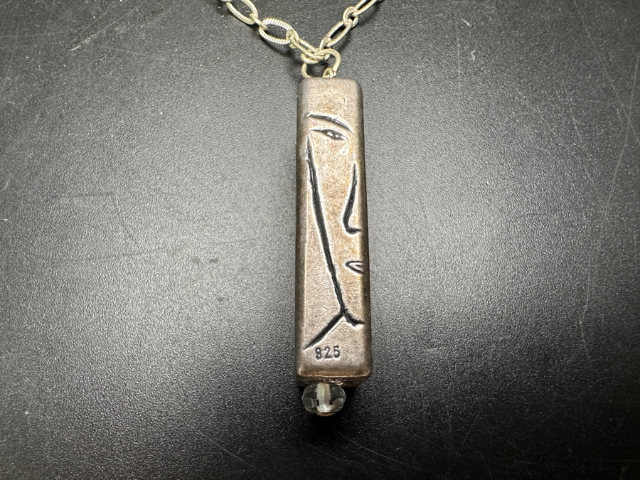 Just Added - Sterling Silver 34” Necklace With Sterling Silver Face Pendant 12g [Photo 5]