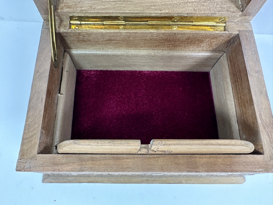 Just Added - Relief Carved Wooden Jewelry Box With Hidden Locking Mechanism 8.5W X 6D X 5H [Photo 8]