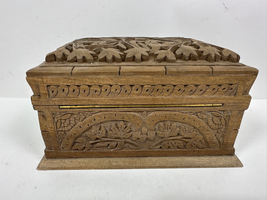 Just Added - Relief Carved Wooden Jewelry Box With Hidden Locking Mechanism 8.5W X 6D X 5H [Photo 9]