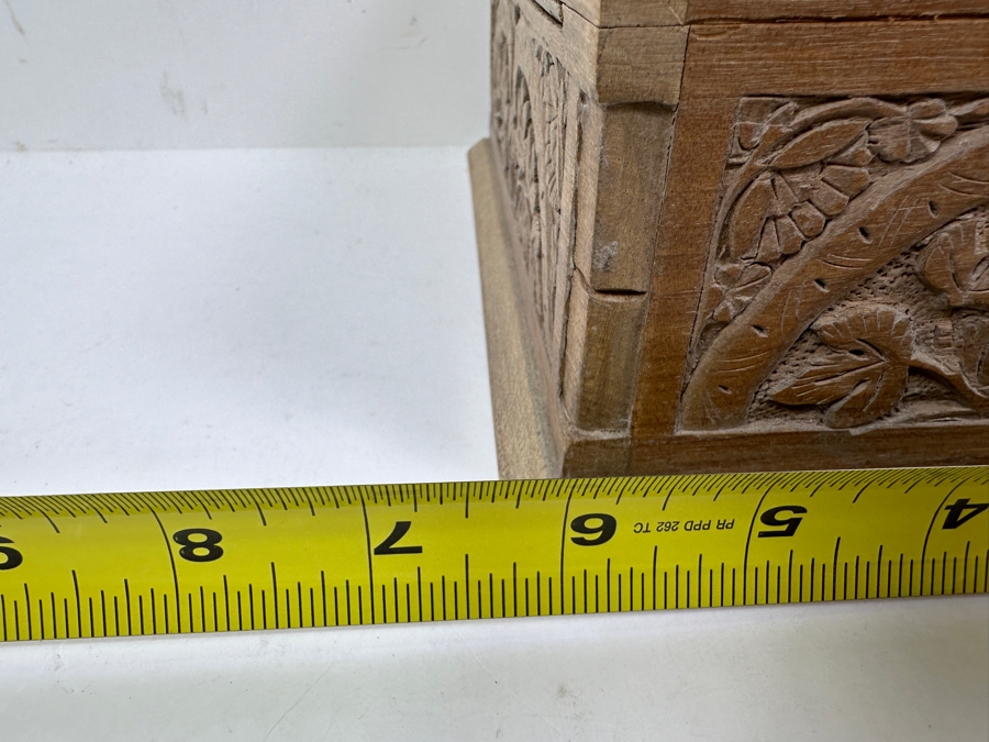 Just Added - Relief Carved Wooden Jewelry Box With Hidden Locking Mechanism 8.5W X 6D X 5H [Photo 12]