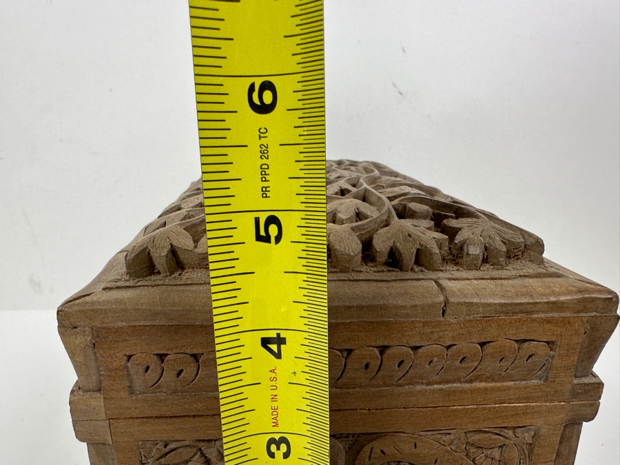 Just Added - Relief Carved Wooden Jewelry Box With Hidden Locking Mechanism 8.5W X 6D X 5H [Photo 13]