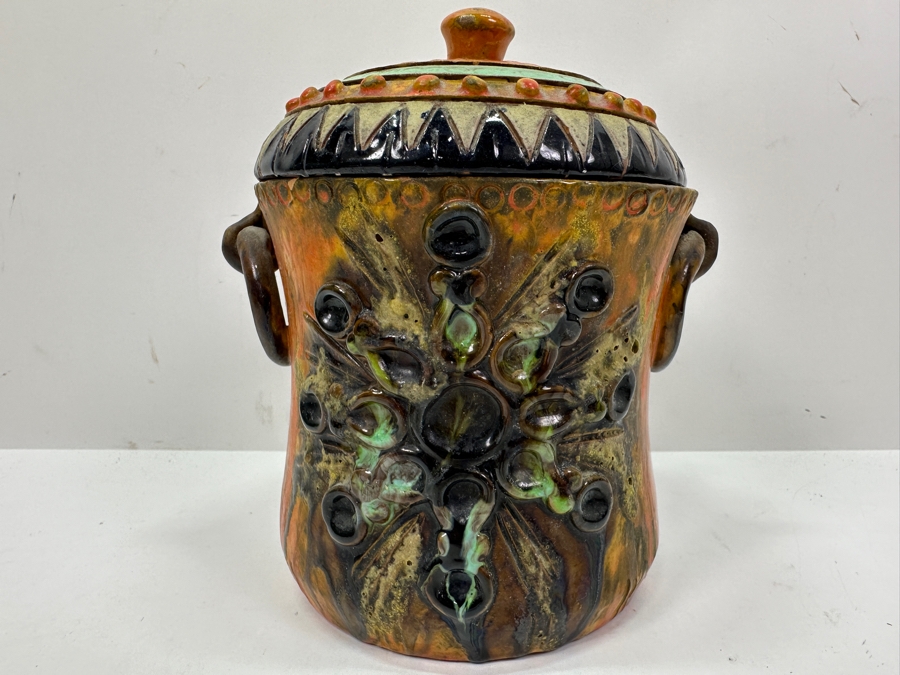 Just Added - Mid-Century Modern Italian Glazed Pottery Jar With Lid 6.75'H [Photo 2]