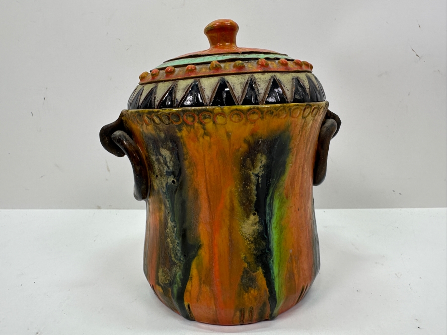 Just Added - Mid-Century Modern Italian Glazed Pottery Jar With Lid 6.75'H [Photo 6]