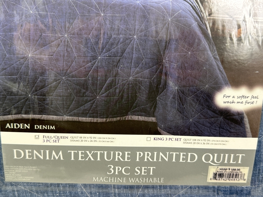Just Added - New Lush Decor Denim Texture Printed Quilt Full/Queen Retails $160 [Photo 3]
