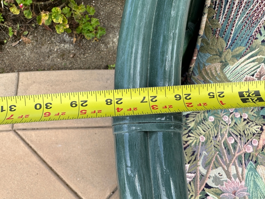 Just Added - Pair Of Green Rattan Armchairs 28W X 28D X 34H, Matching Side Table 20W X 20D X 20.5H And Ottoman [Photo 11]