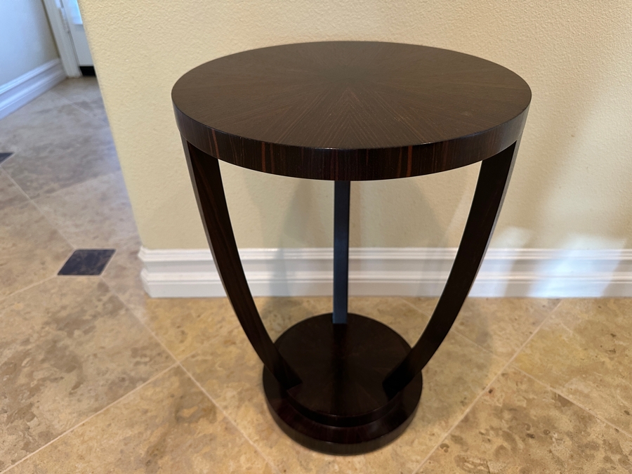 Just Added - Todd Hase Macassar Ebony Round Wooden Side Table 14W X 19.5H [Photo 3]
