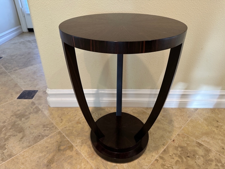 Just Added - Todd Hase Macassar Ebony Round Wooden Side Table 14W X 19.5H [Photo 2]