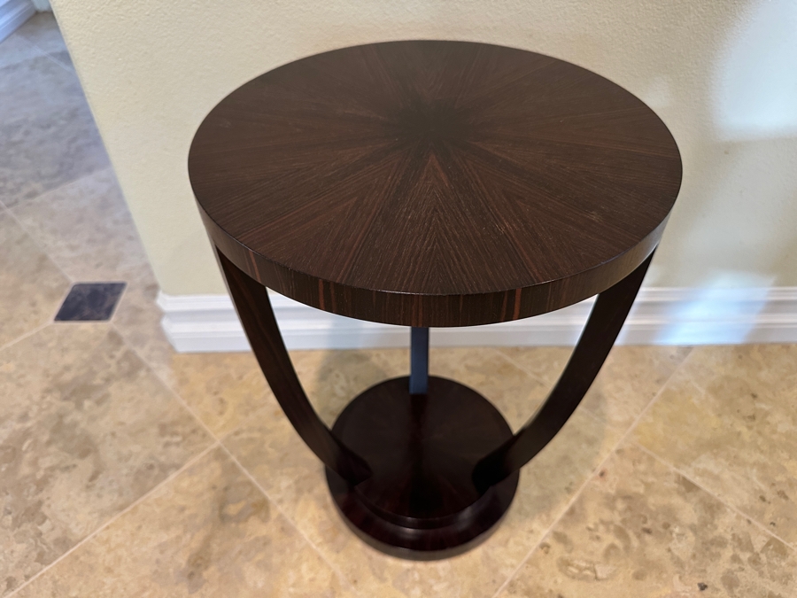 Just Added - Todd Hase Macassar Ebony Round Wooden Side Table 14W X 19.5H [Photo 5]