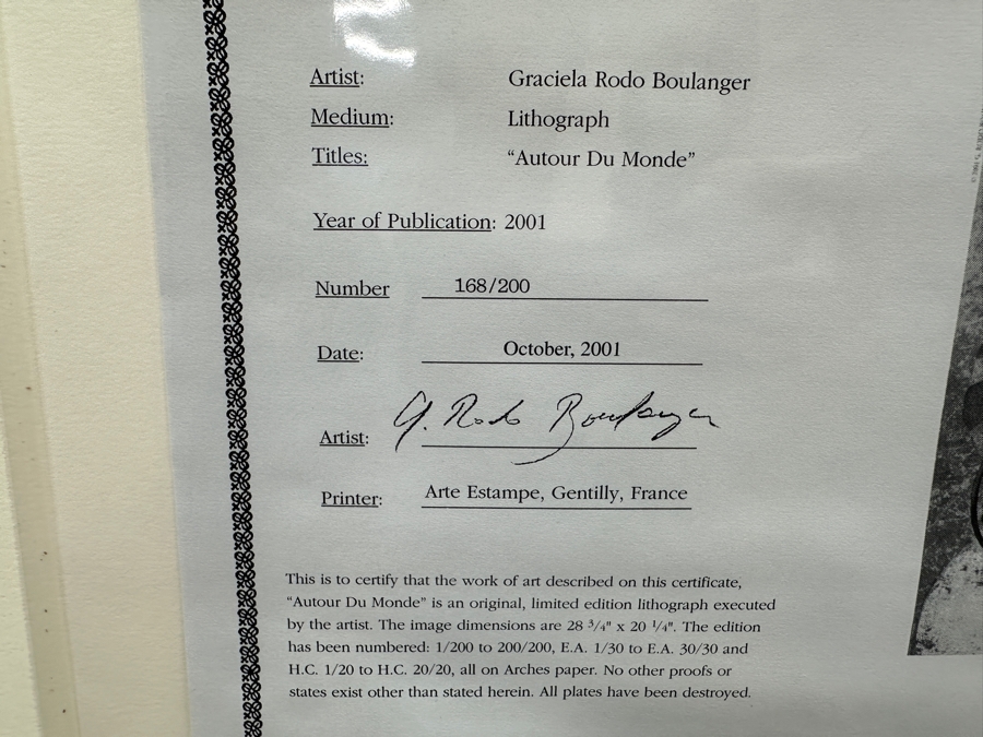 Just Added - Graciela Rodo Boulanger (B. 1935, Bolivia) Hand Signed Limited Edition Color Lithograph Titled 'Autour Du Monde' Numbered 168 Of 200 - 21.5 X 30 Professionally Framed 31 X 41 [Photo 15]