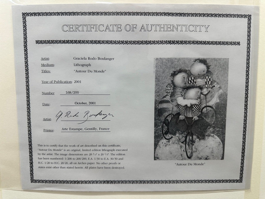 Just Added - Graciela Rodo Boulanger (B. 1935, Bolivia) Hand Signed Limited Edition Color Lithograph Titled 'Autour Du Monde' Numbered 168 Of 200 - 21.5 X 30 Professionally Framed 31 X 41 [Photo 14]