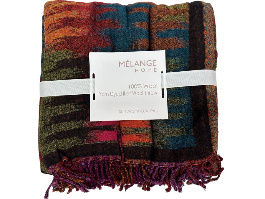 Just Added - Melange Home 100% Wool Yarn Dyed Ikat Wool Throw 50' X 70'