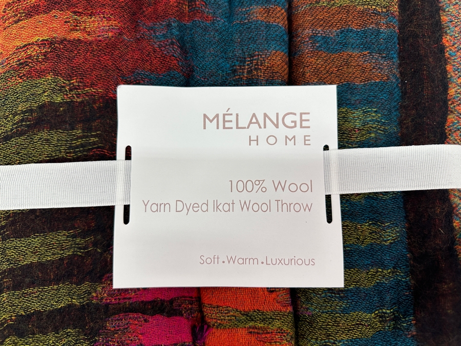 Just Added - Melange Home 100% Wool Yarn Dyed Ikat Wool Throw 50' X 70' [Photo 2]