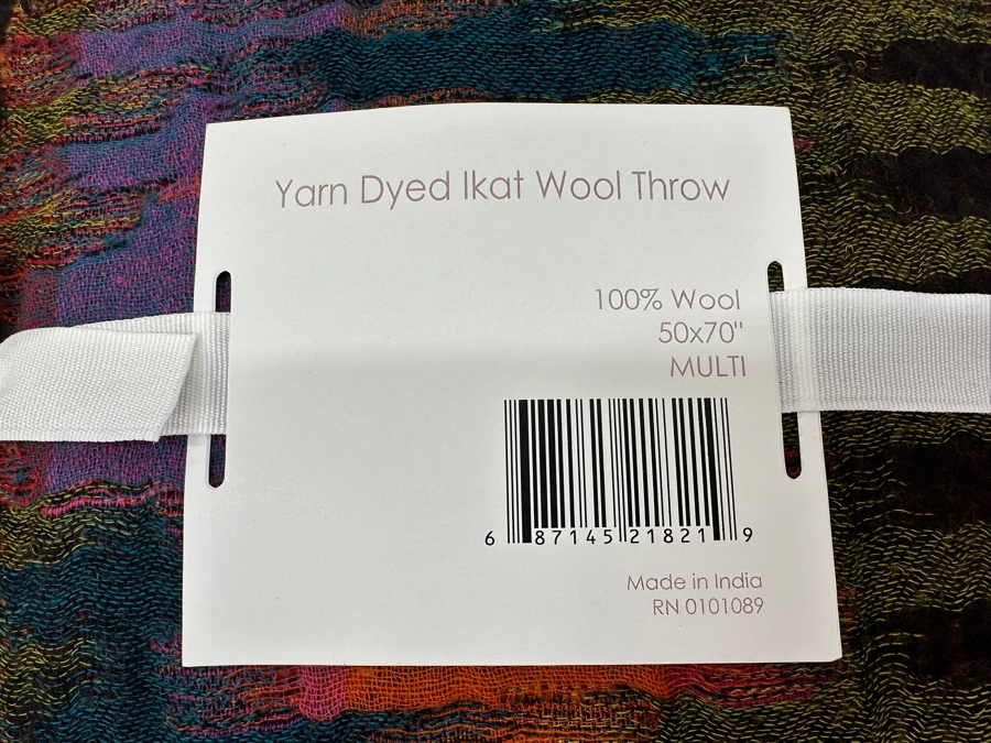 Just Added - Melange Home 100% Wool Yarn Dyed Ikat Wool Throw 50' X 70' [Photo 4]
