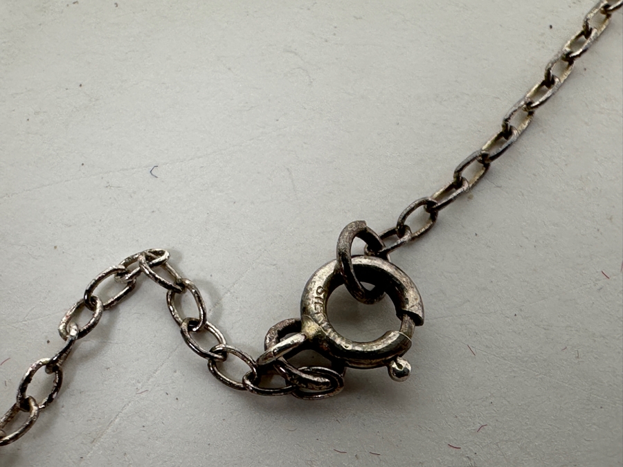 Pair Of Sterling Silver 18' Necklaces With Sterling Silver / Wedgwood England Pendants 8.8g [Photo 4]