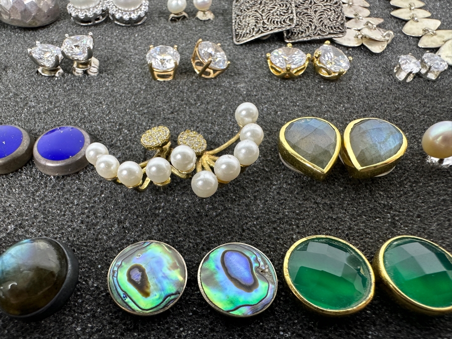 (21) Pairs Of Sterling Silver Earrings 68.7g [Photo 4]