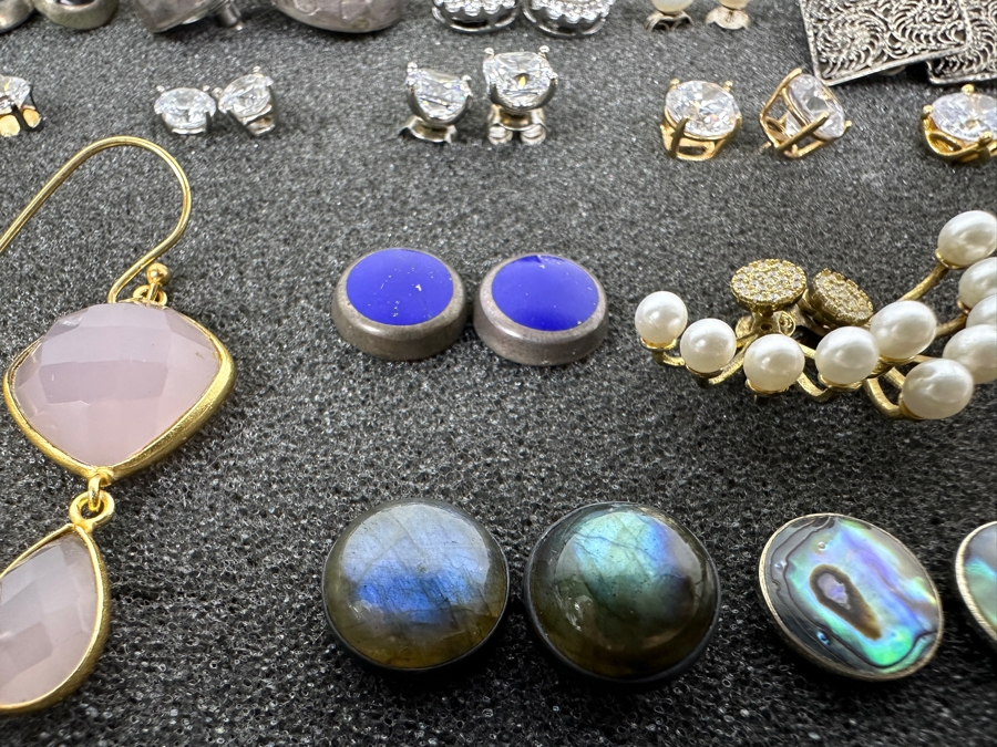 (21) Pairs Of Sterling Silver Earrings 68.7g [Photo 3]