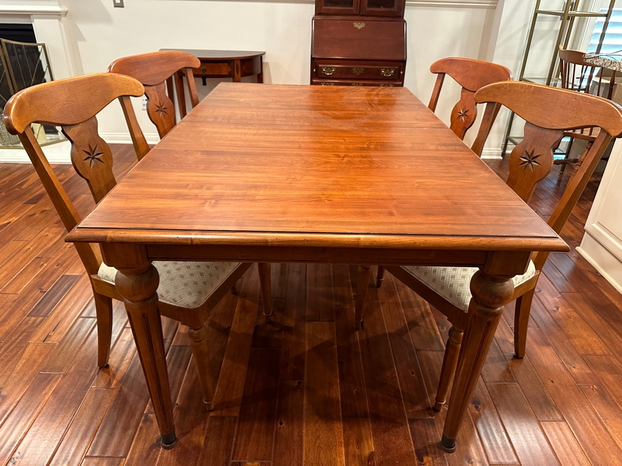 Ethan Allen Country Crossings Dining Room Set With Dining Table 40' X 65.5' X 30'H With Two 20' Extension Leaves And Four Chairs Estimated Retail $4,000-$5,000 [Photo 5]