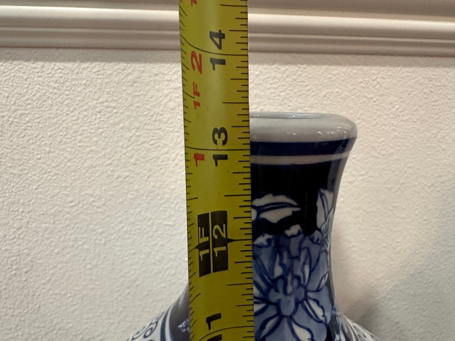 Pair Of Decorative Chinoiserie Blue & White Vases 13'H [Photo 6]