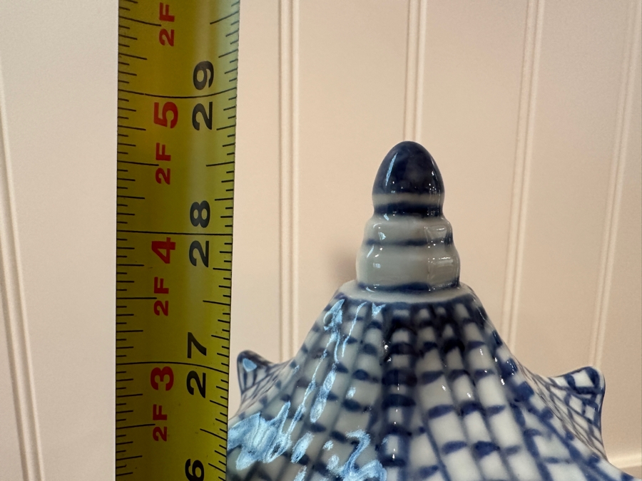 Large Decorative Chinoiserie Blue & White Pagoda Statue 28.5'H [Photo 6]