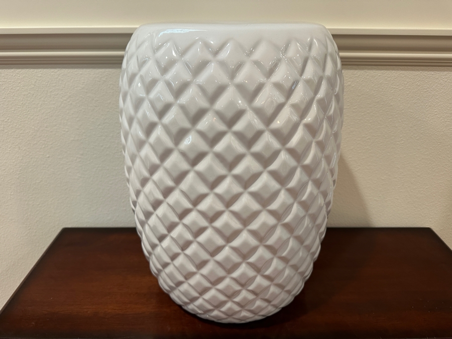 White Ceramic Decorative Garden Stool 18'H [Photo 3]