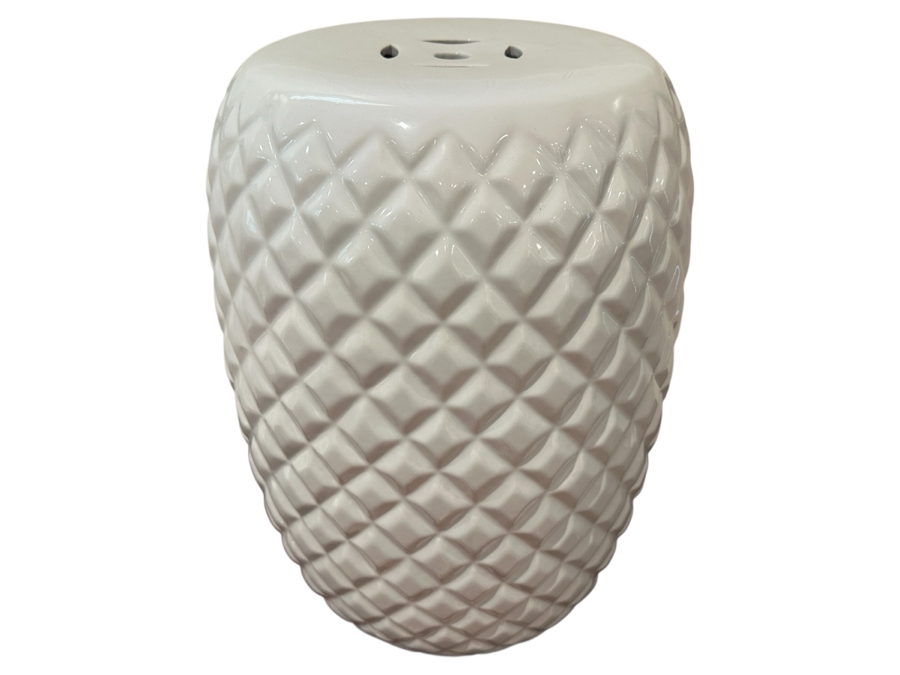 White Ceramic Decorative Garden Stool 18'H [Photo 1]