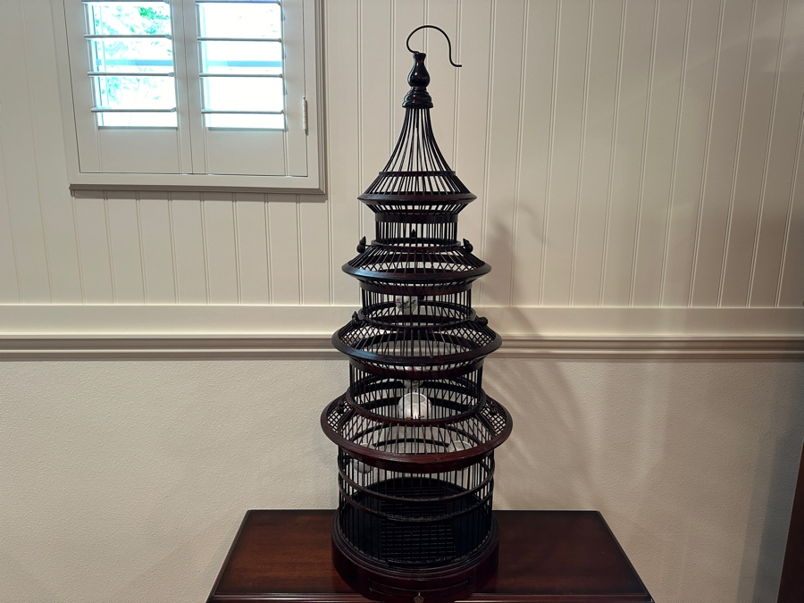 Large Chinese Pagoda Wooden Bird Cage 44'H [Photo 2]