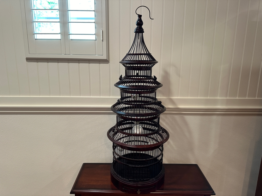 Large Chinese Pagoda Wooden Bird Cage 44'H [Photo 1]