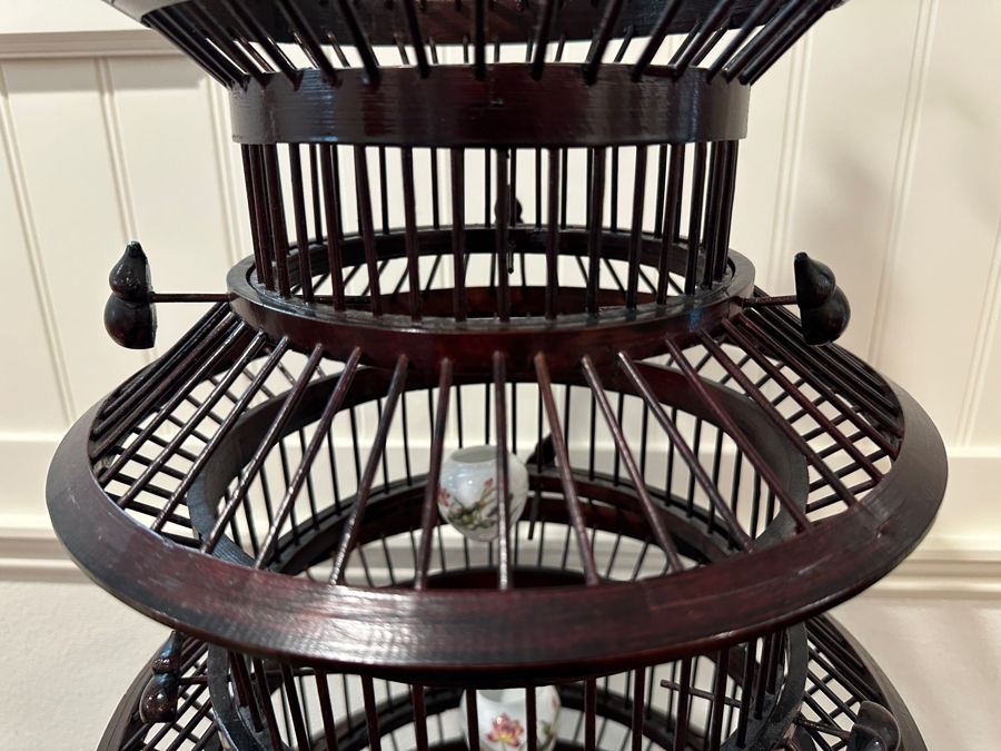 Large Chinese Pagoda Wooden Bird Cage 44'H [Photo 4]