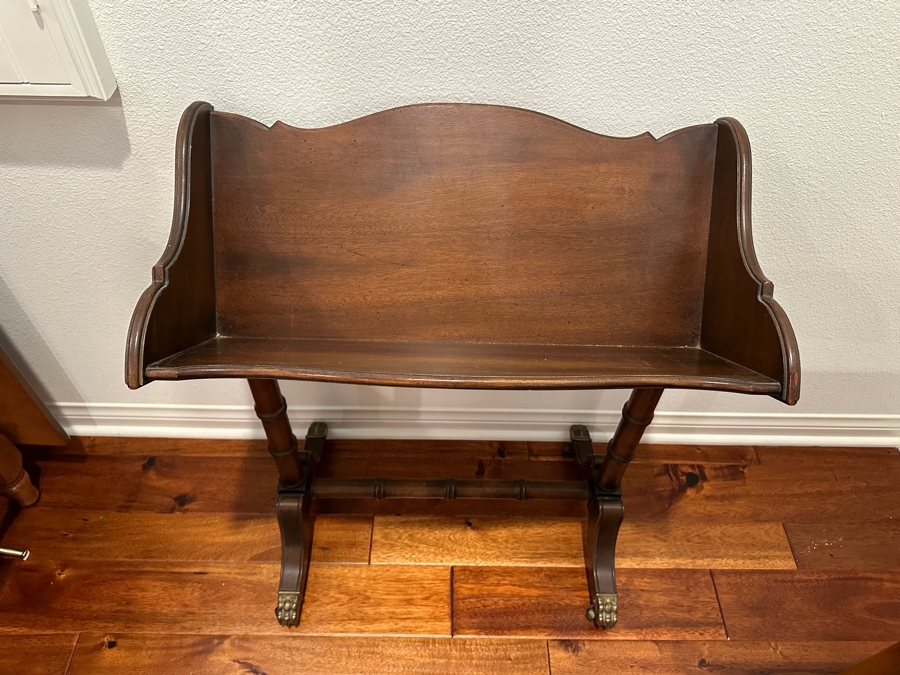 Vintage Wooden Book Trough On Brass Casters 24W X 14D X 29.5H [Photo 4]