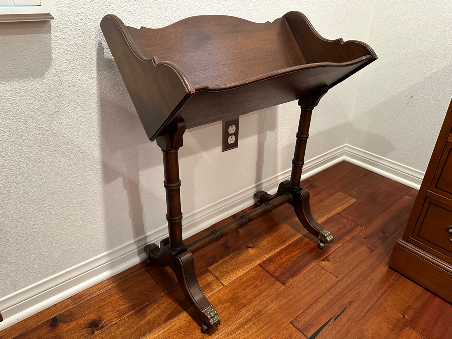 Vintage Wooden Book Trough On Brass Casters 24W X 14D X 29.5H [Photo 2]