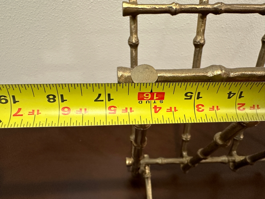 Vintage Hollywood Regency Metal Faux Bamboo Magazine Rack Stand 16.5W X 8D X 18H [Photo 4]