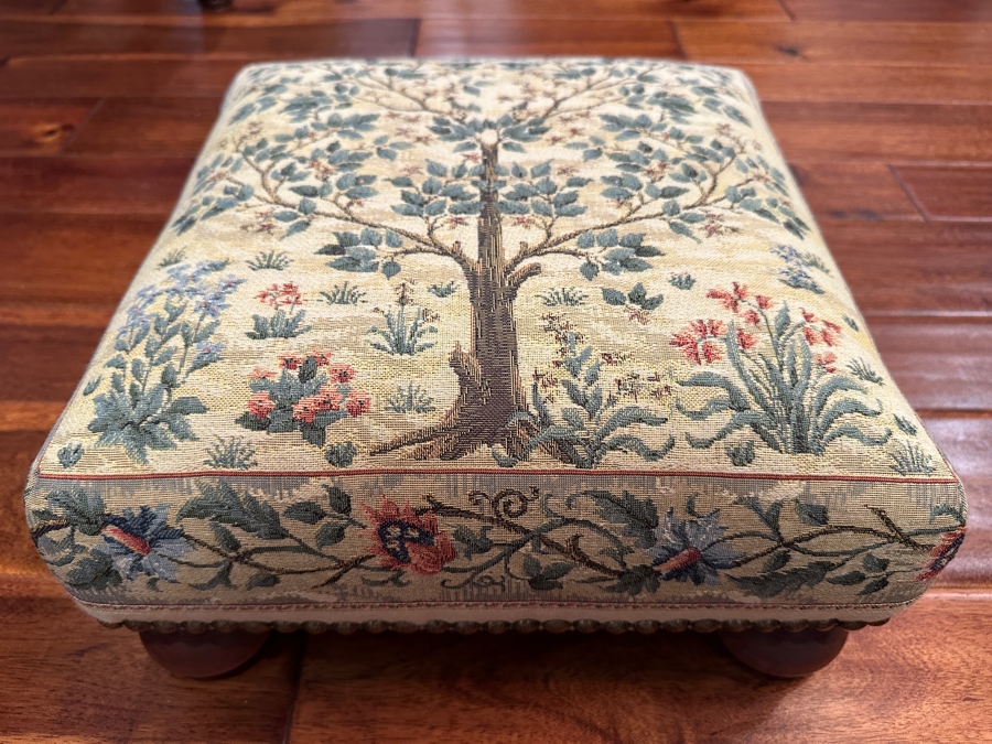 Scully & Scully Tree Of Life Tapestry Footstool 13W X 12D X 6.5H [Photo 3]