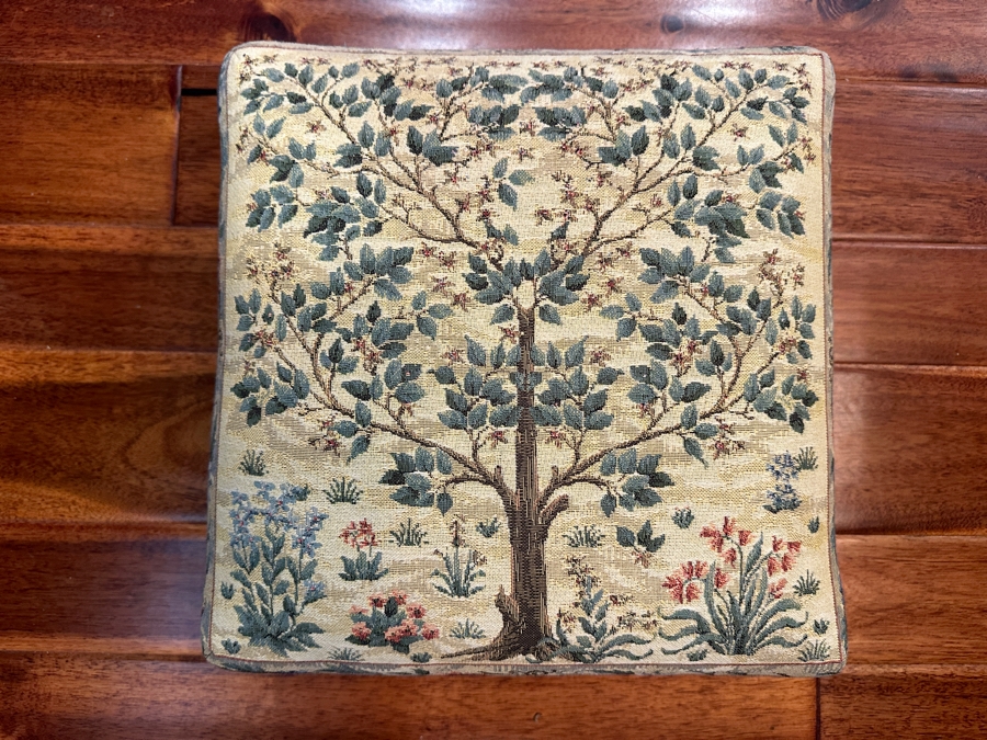 Scully & Scully Tree Of Life Tapestry Footstool 13W X 12D X 6.5H [Photo 2]