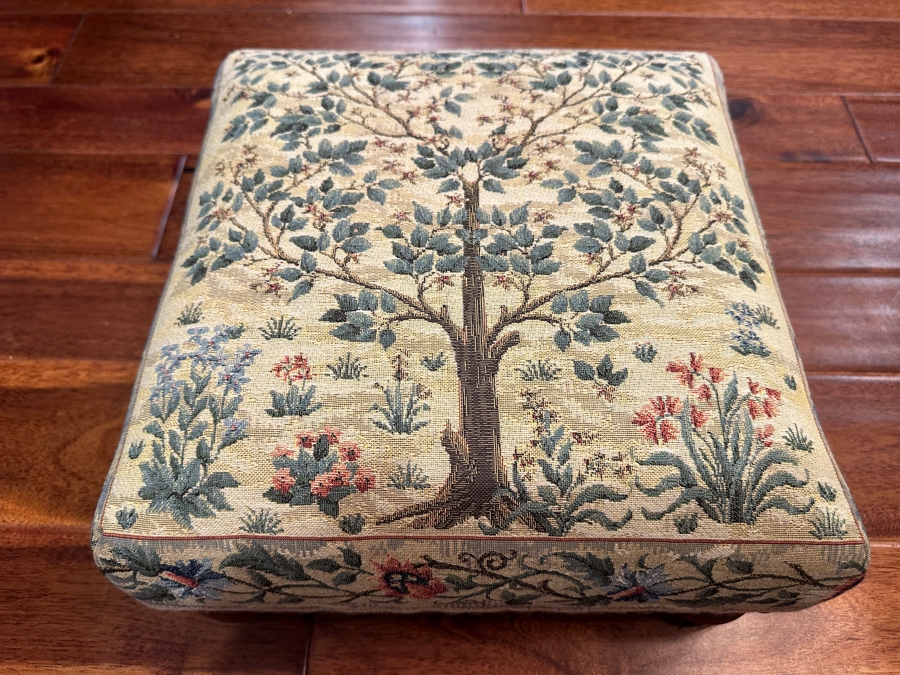 Scully & Scully Tree Of Life Tapestry Footstool 13W X 12D X 6.5H [Photo 1]