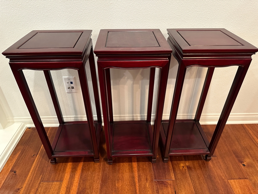 (3) Wooden Stands 12W X 12D X 28.5H [Photo 1]