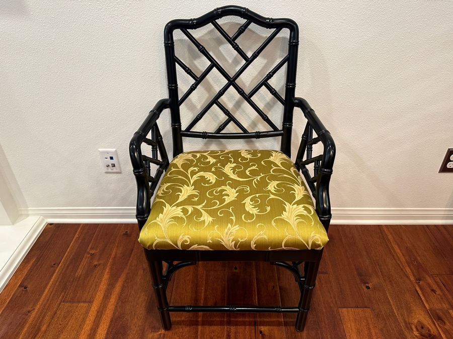 Ballard Designs Hollywood Regency Faux Bamboo Wooden Armchair [Photo 2]