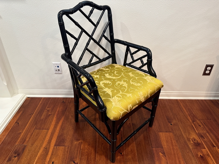 Ballard Designs Hollywood Regency Faux Bamboo Wooden Armchair [Photo 5]