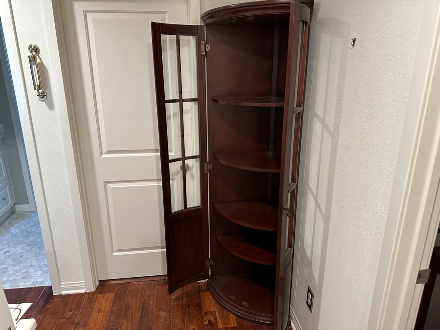 Ballard Designs Corner Curved Front Curio Display Cabinet 27W X 17D X 74.5H [Photo 5]