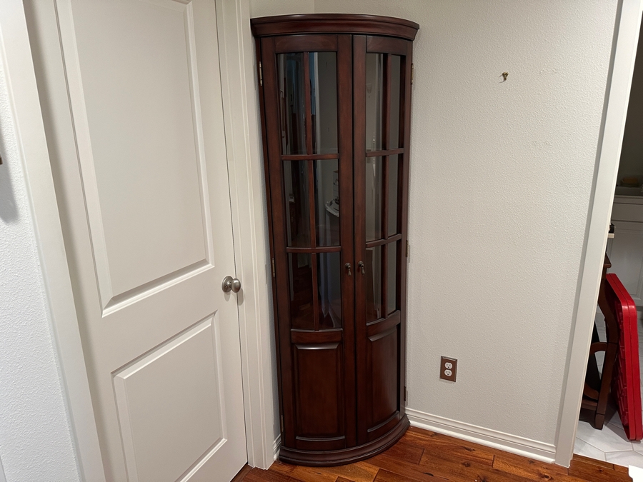 Ballard Designs Corner Curved Front Curio Display Cabinet 27W X 17D X 74.5H [Photo 2]