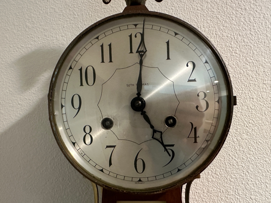 Vintage Working Seth Thomas Brookfield Banjo Clock 8 Day Key Wound Clock With 200 Series Strike Movement 29H [Photo 2]