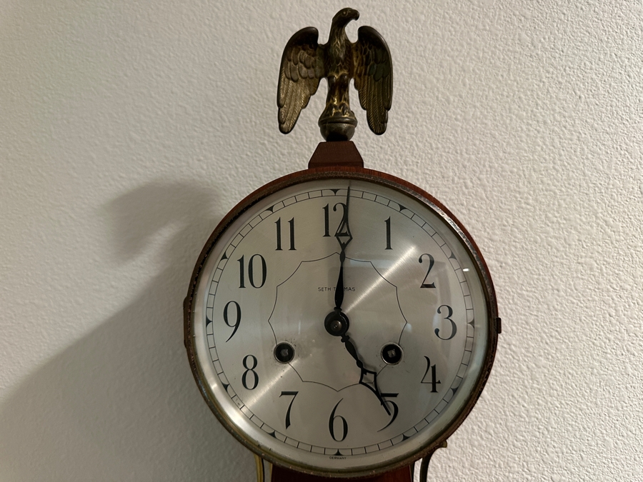 Vintage Working Seth Thomas Brookfield Banjo Clock 8 Day Key Wound Clock With 200 Series Strike Movement 29H [Photo 3]