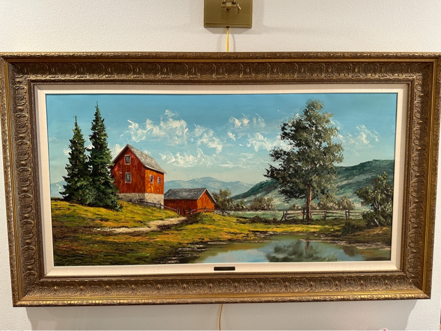 Large Original English Oil Painting On Canvas By Hyders (See Information On Back In Photos) Professionally Framed [Photo 3]