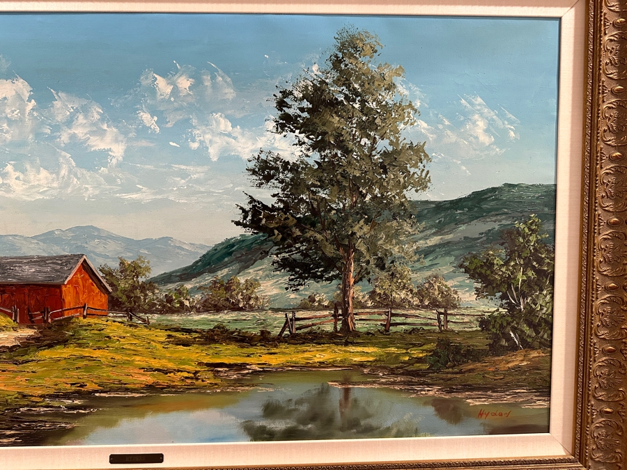 Large Original English Oil Painting On Canvas By Hyders (See Information On Back In Photos) Professionally Framed [Photo 5]
