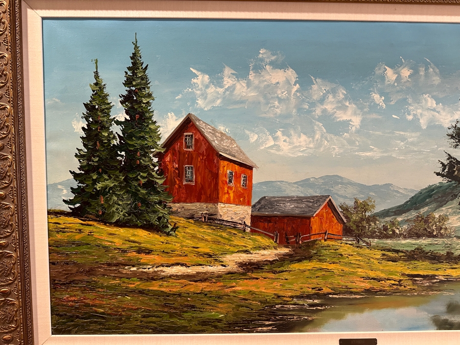 Large Original English Oil Painting On Canvas By Hyders (See Information On Back In Photos) Professionally Framed [Photo 4]